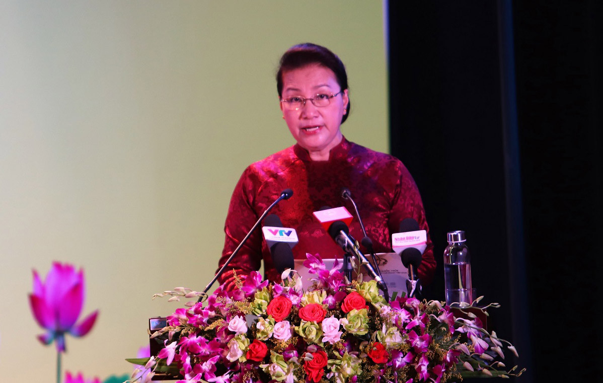 Chủ tịch Quốc hội Nguyễn Thị Kim Ngân phát biểu tại buổi lễ.