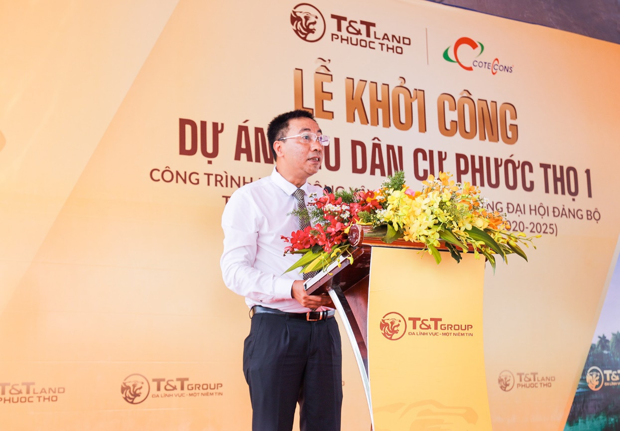 Ông Nguyễn Anh Tuấn, Phó Tổng Giám đốc Tập đoàn T&T Group phát biểu tại Lễ khởi công dự án.