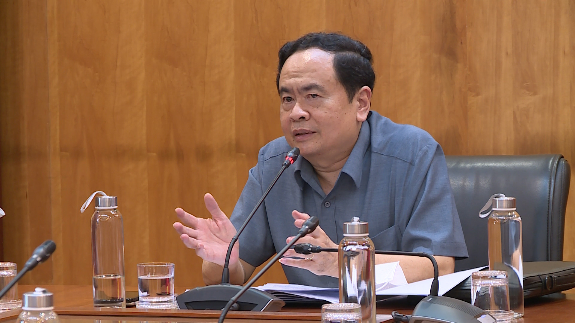 Chủ tịch Trần Thanh Mẫn phát biểu tại cuộc họp. Ảnh: Thế Quảng.