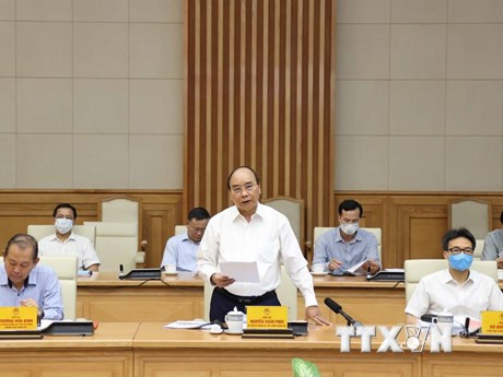 Thủ tướng Nguyễn Xuân Phúc phát biểu tại buổi làm việc. (Ảnh: Thống Nhất/TTXVN).