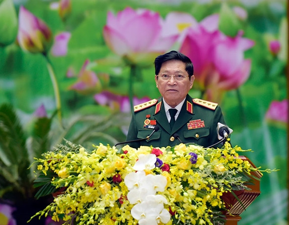  Đại tướng Ngô Xuân Lịch phát biểu. 