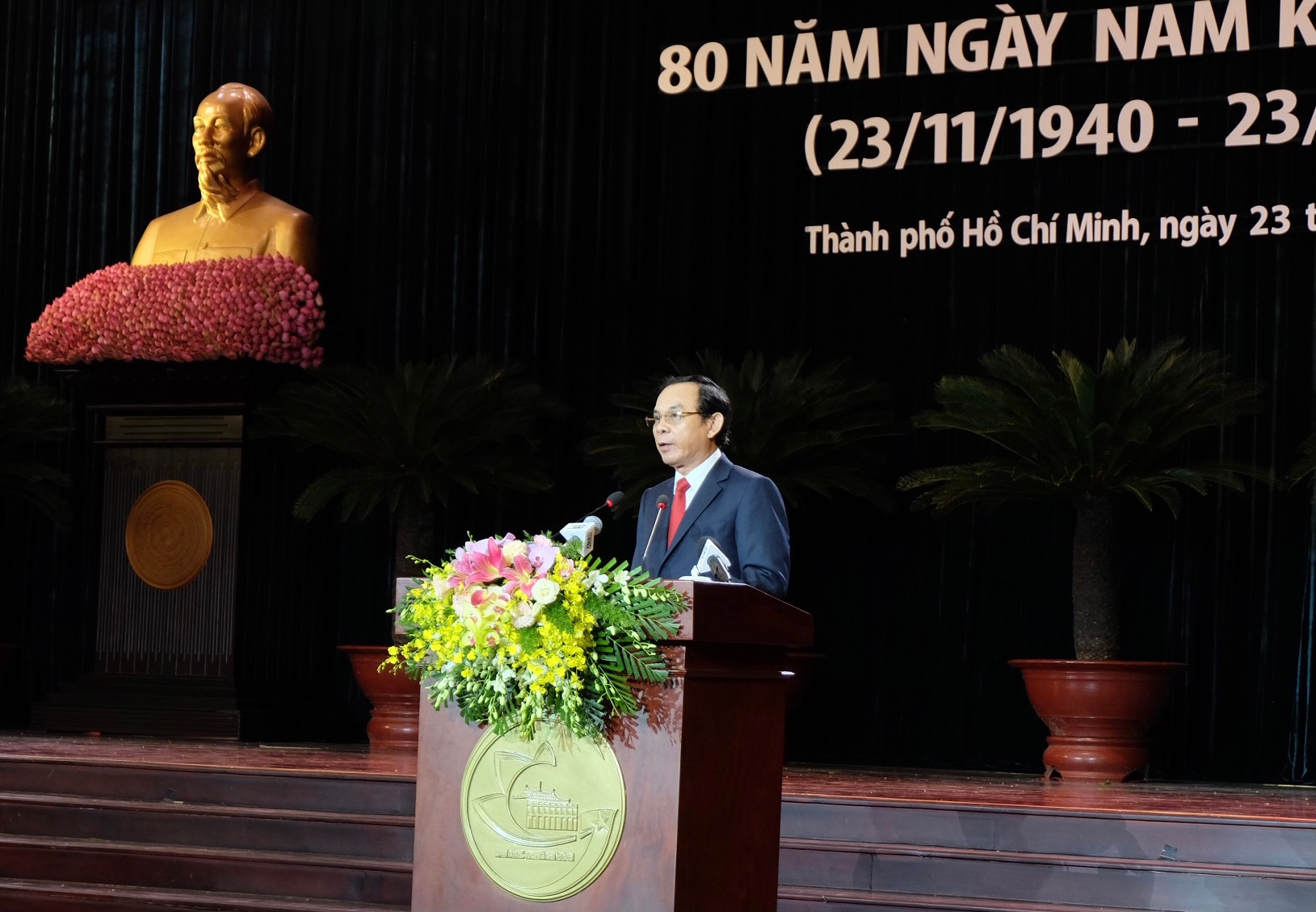 Ông Nguyễn Văn Nên, Bí thư Thành ủy TP HCM đọc diễn văn tại lễ kỷ niệm