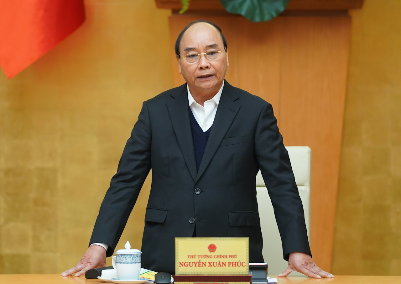 Thủ tướng Nguyễn Xuân Phúc: Tạm dừng các chuyến bay thương mại. Ảnh VGP/Quang Hiếu.