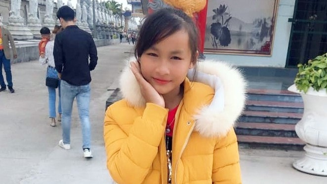 Nữ sinh Nguyễn Thị Mỹ Dung trước khi bỏ nhà đi.