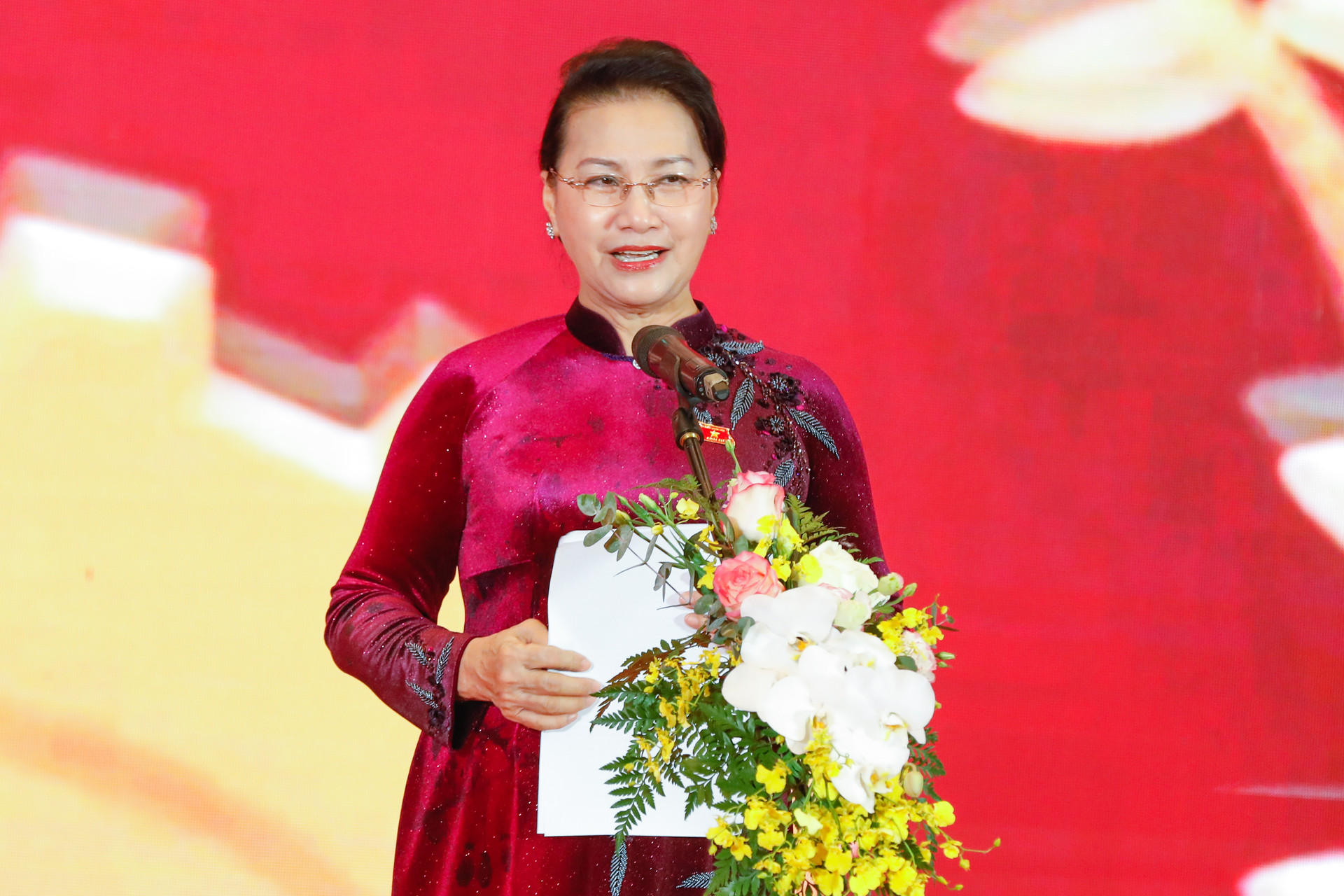 Chủ tịch Quốc hội Nguyễn Thị Kim Ngân phát biểu tại gặp mặt-Ảnh: Quang Vinh