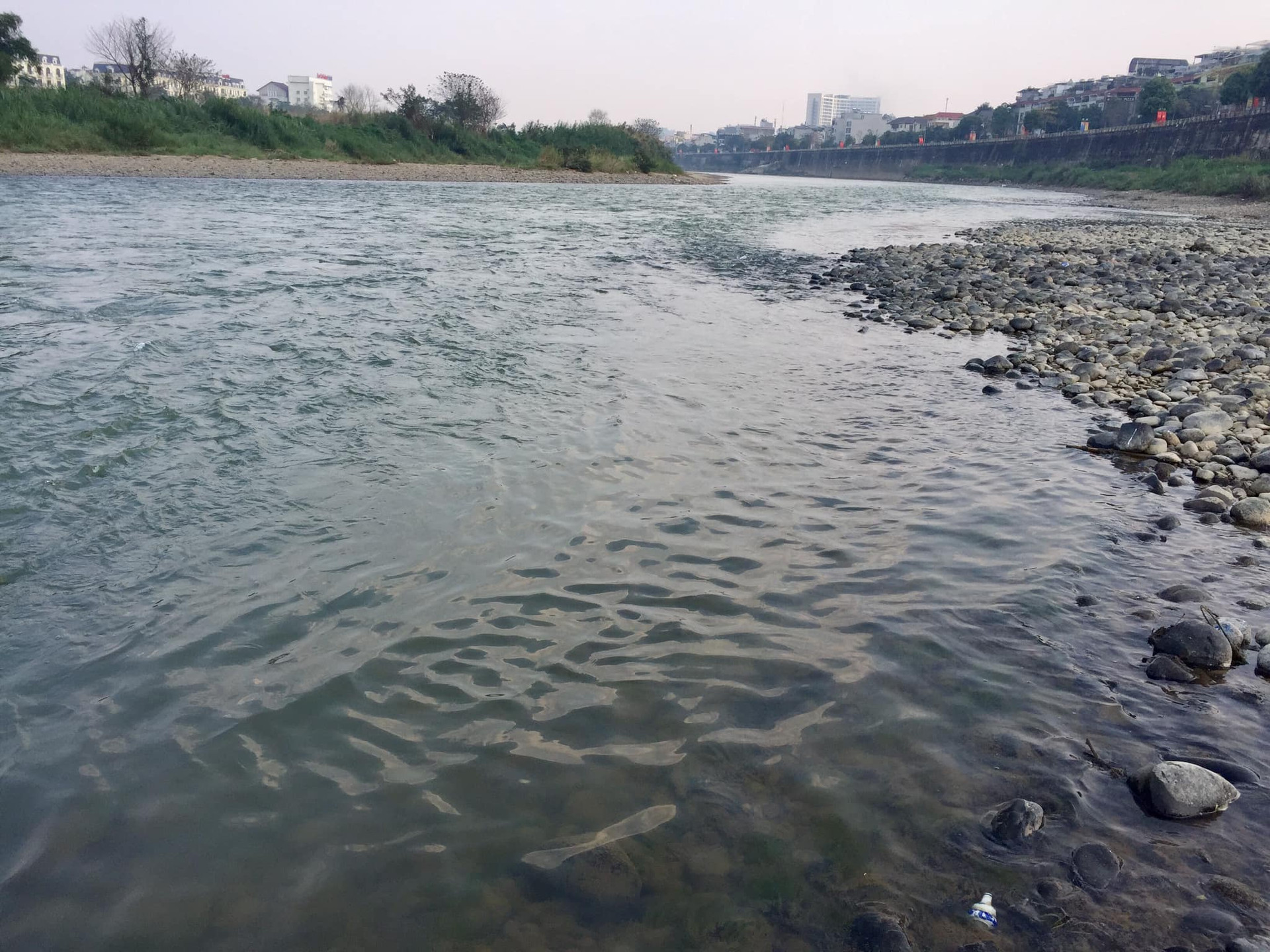 Một nhà báo ở tỉnh Lào Cai từng làm phim tài liệu về dòng sông Hồng phía thượng nguồn Trung Quốc cho rằng, phía nước bạn làm nhiều thủy điện trên sông này nên mùa khô các nhà máy thủy điện xả nước, khiến nước sông thường có màu xanh.