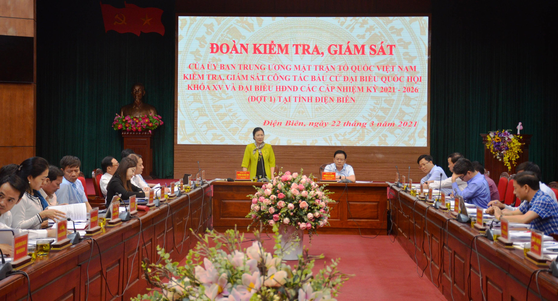 Phó Chủ tịch UBTƯ MTTQ Việt Nam Trương Thị Ngọc Ánh phát biểu tại buổi làm việc. 