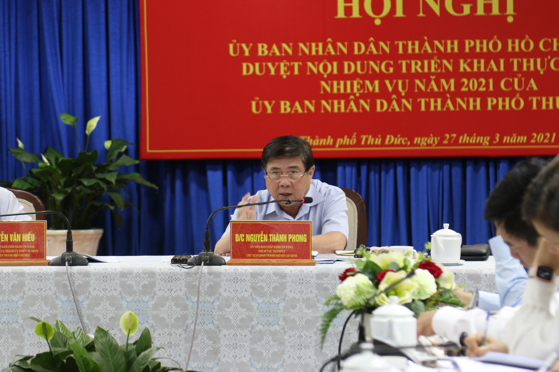 Chủ tịch UBND TP.Hồ Chí Minh Nguyễn Thành Phong phát biểu tại hội nghị