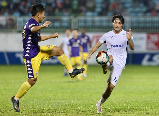 Hoàng Anh Gia Lai đang có phong độ cao trong khi Hà Nội FC vẫn còn bất ổn ở thời điểm hiện tại. (Ảnh: PV/Vietnam+).