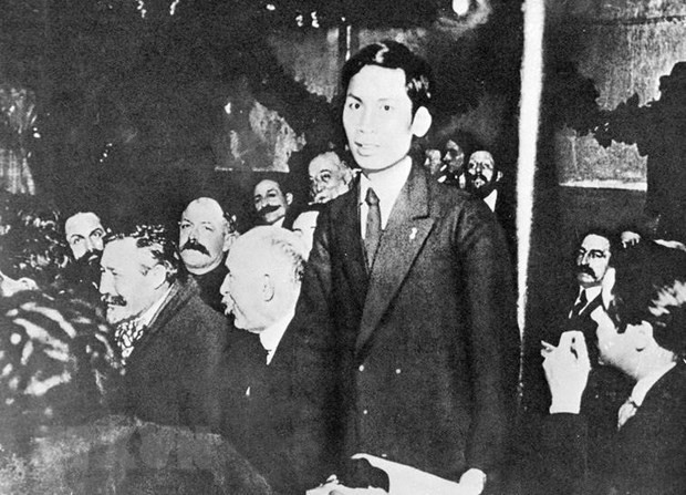 Chàng thanh niên yêu nước Nguyễn Ái Quốc (tên của Chủ tịch Hồ Chí Minh trong thời gian hoạt động cách mạng ở Pháp) trở thành một trong những người sáng lập Đảng Cộng sản Pháp, và cũng là người Cộng sản đầu tiên của dân tộc Việt Nam. (Nguồn: Tư liệu/TTXVN).