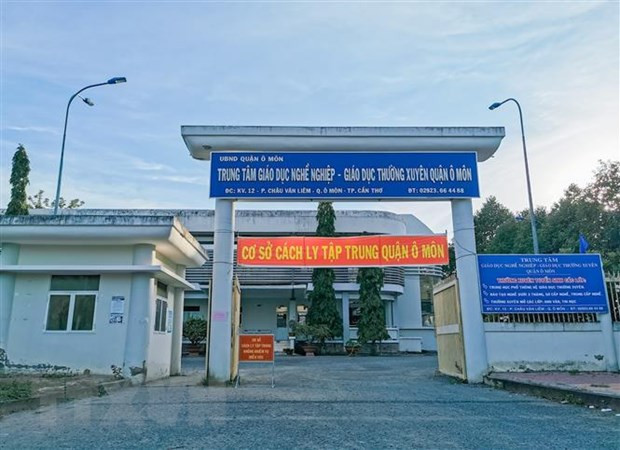 Trung tâm Giáo dục nghề nghiệp-Giáo dục thường xuyên quận Ô Môn là một trong ba cơ sở được sử dụng làm khu cách ly tập trung tại quận Ô Môn. (Ảnh: Thanh Liêm/TTXVN).