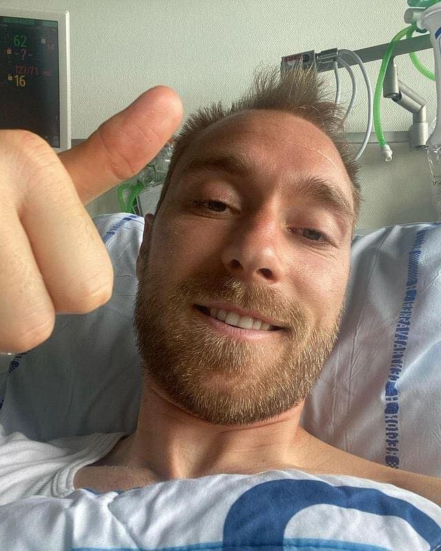 Eriksen cập nhật hình ảnh của mình sau cơn đột quỵ.