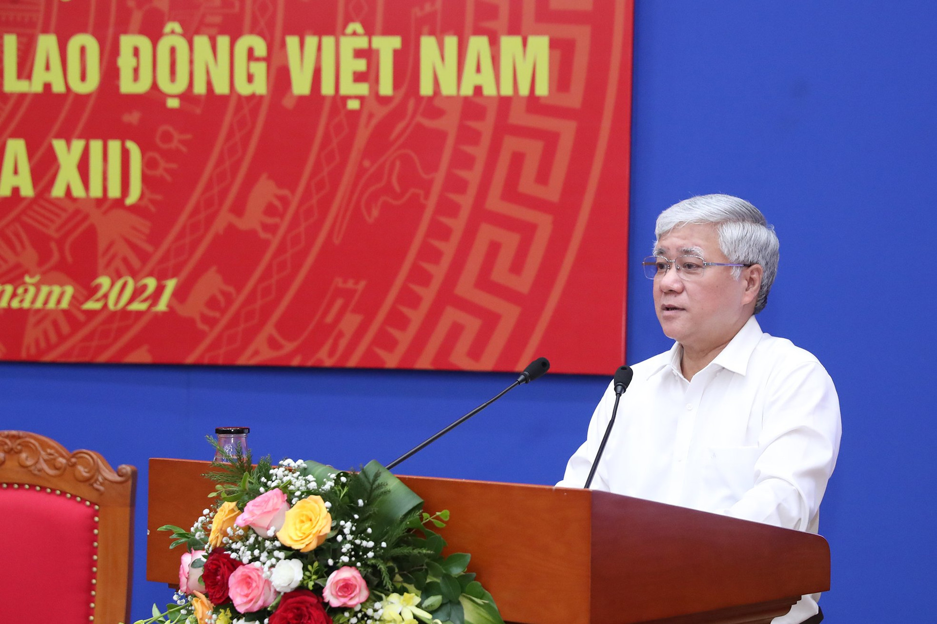 Chủ tịch Ủy ban Trung ương MTTQ Việt Nam Đỗ Văn Chiến phát biểu tại hội nghị.
