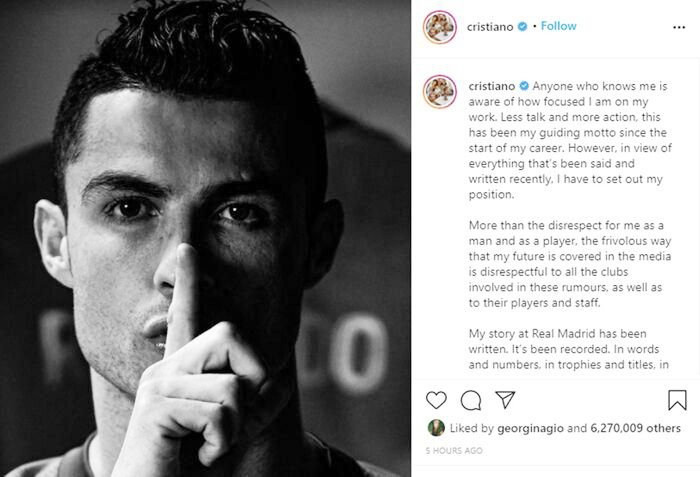 Ronaldo viết “tâm thư” phán pháo truyền thông tại Tây Ban Nha và Italia.