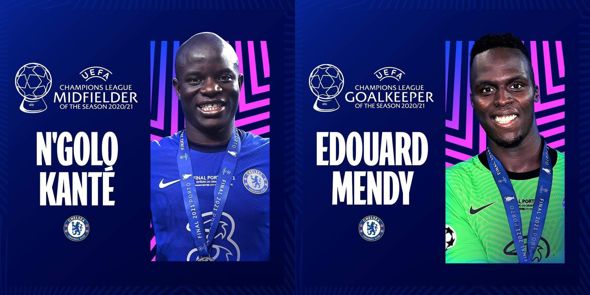 2 cầu thủ khác của Chelsea là Kante và thủ thành Edouard Mendy cũng được vinh danh.