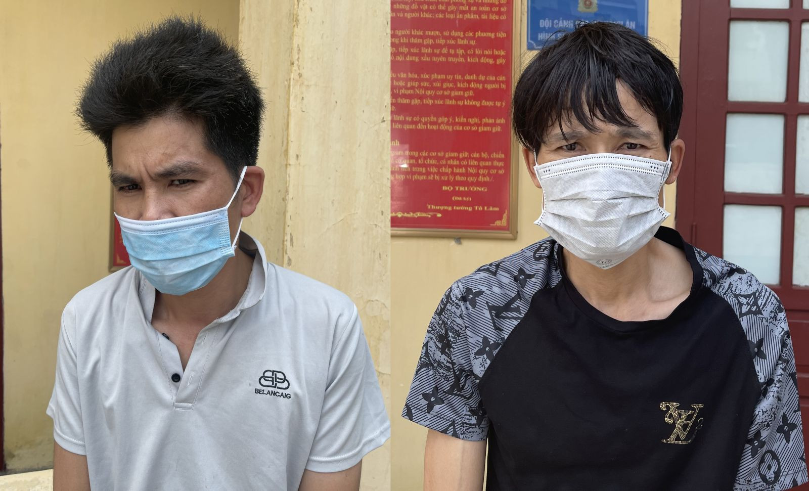 Phạm Văn Việt (góc trái) mặc áo ngành y tế với ý định thông chốt kiểm dịch.