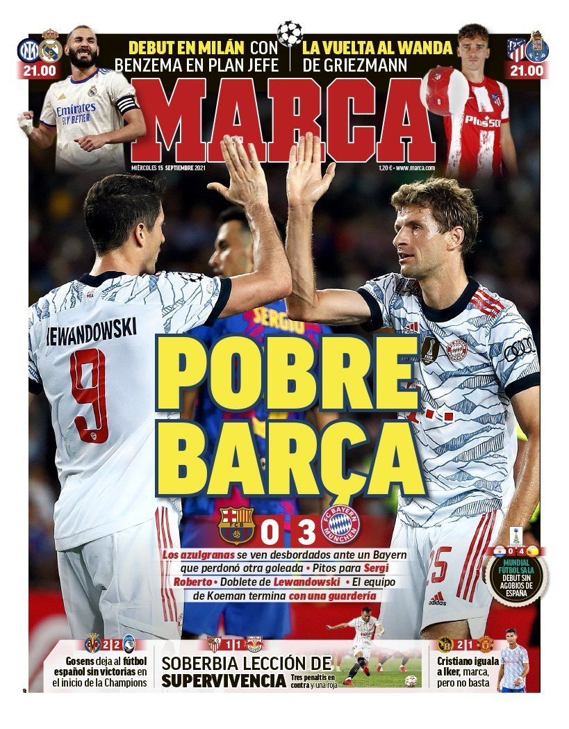 Trang nhất của Marca: Barca tội nghiệp.