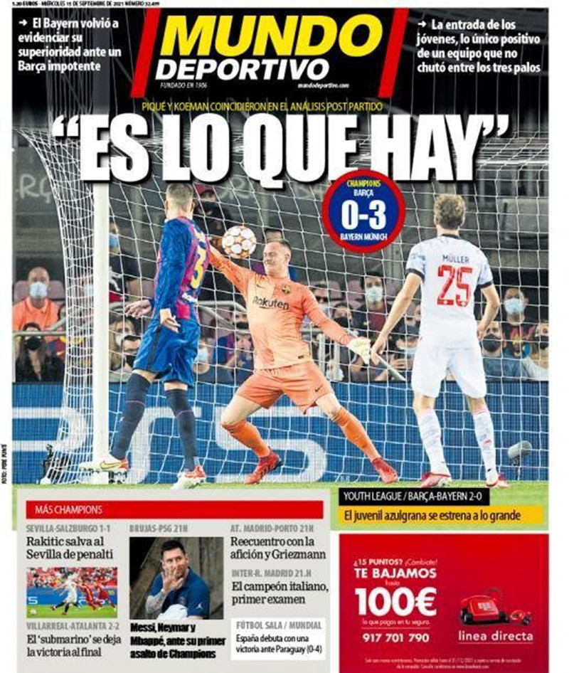 Trang nhất của Mundo Deportivo: Đây là thực trạng hiện tại.