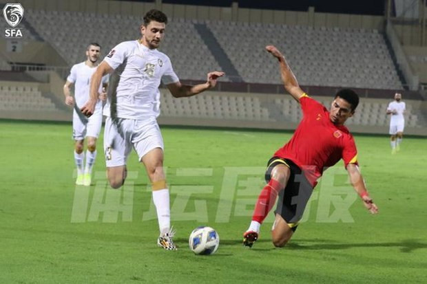 Đội tuyển Trung Quốc (áo đỏ) gây thất vọng khi hòa 1-1 với Syria trong trận giao hữu mới đây.