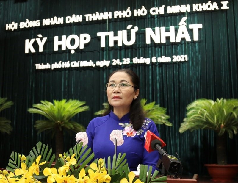 Bà Nguyễn Thị Lệ - Chủ tịch HĐND TP HCM phát biểu khai mạc kỳ họp.
