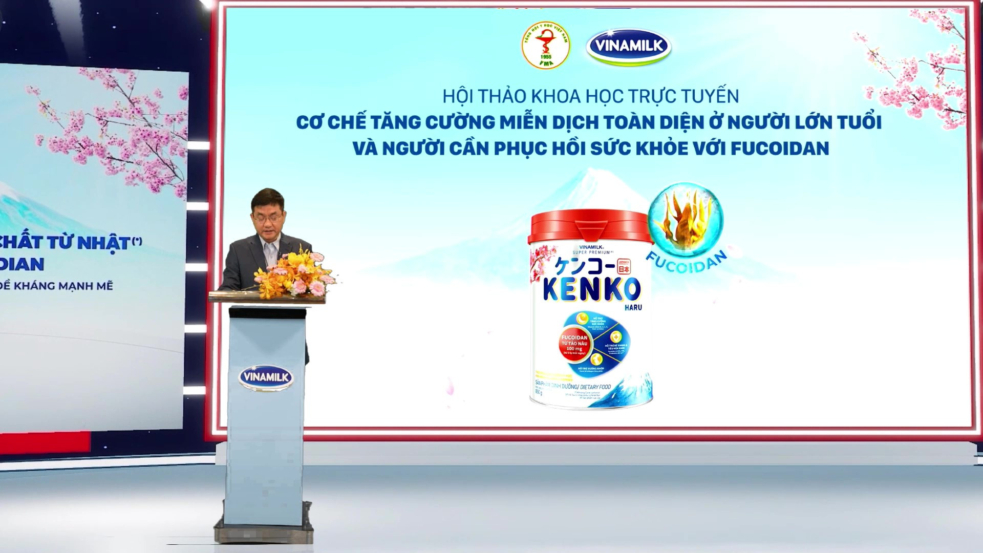 : Đại diện đơn vị tài trợ Công ty Cổ phần Sữa Việt Nam (Vinamilk) phát biểu. 