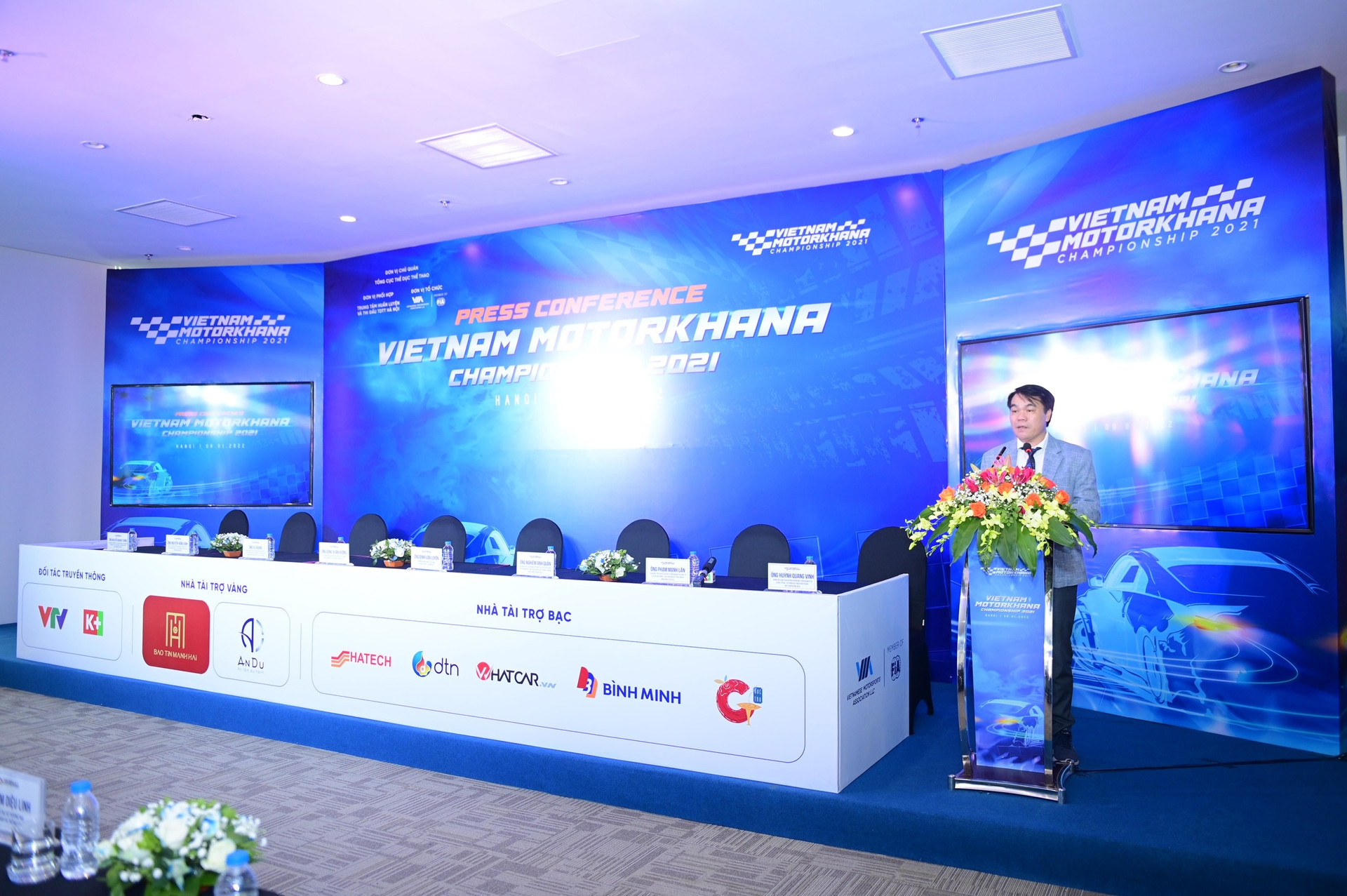 Ông Đinh Văn Luyến - Trưởng phòng quản lý thể dục thể thao, Sở Văn hoá Thể thao Hà Nội - phát biểu trong lễ ra mắt giải vô địch Motorkhana 2021.