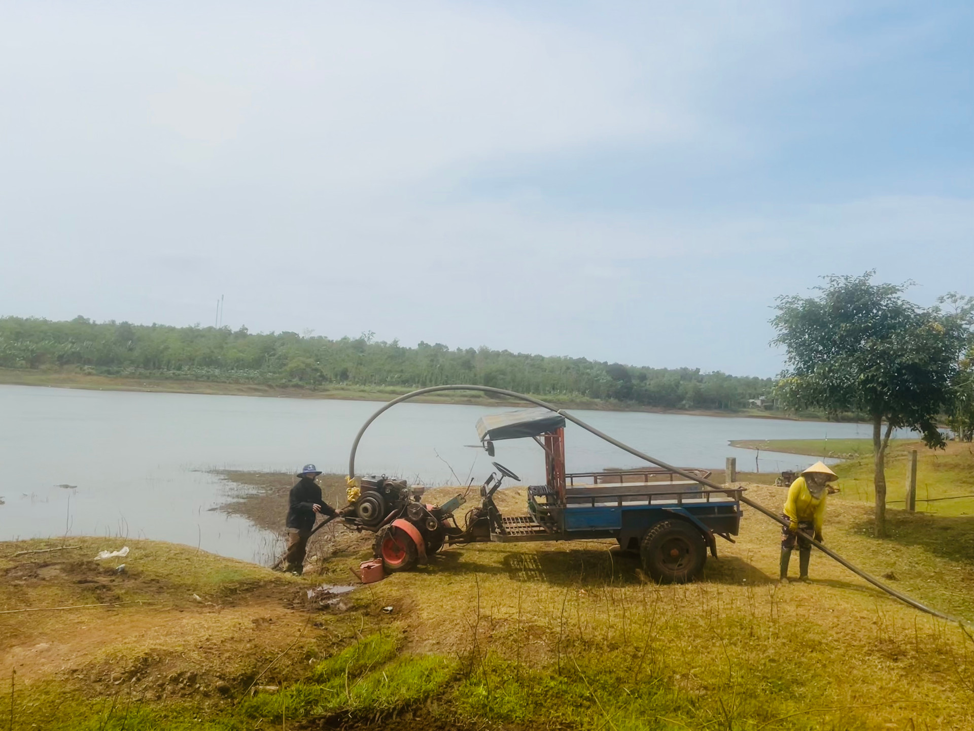 Người dân  huyện Ea Kar tận dụng nguồn nước hồ để tưới cho cây trồng