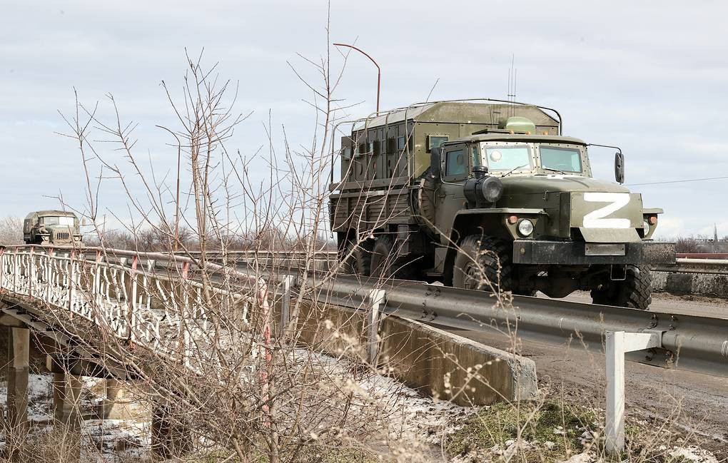 Xe quân sự thực hiện hoạt động đặc biệt của Nga ở Ukraine. Ảnh: TASS.