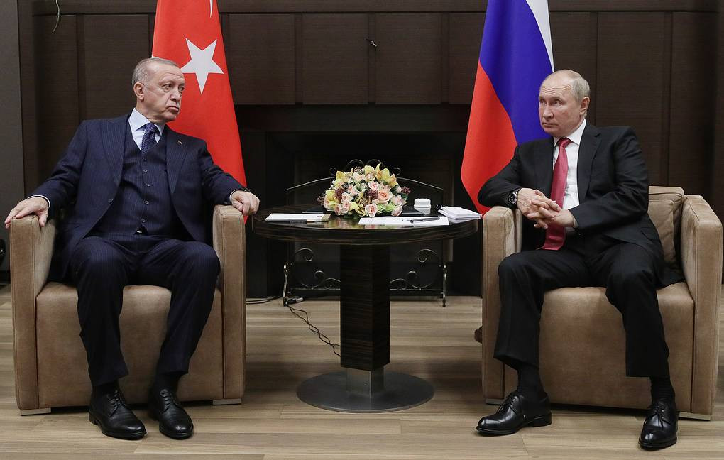 Tổng thống Nga Vladimir Putin và người đồng cấp Thổ Nhĩ Kỳ Recep Tayyip Erdogan. Ảnh: TASS.