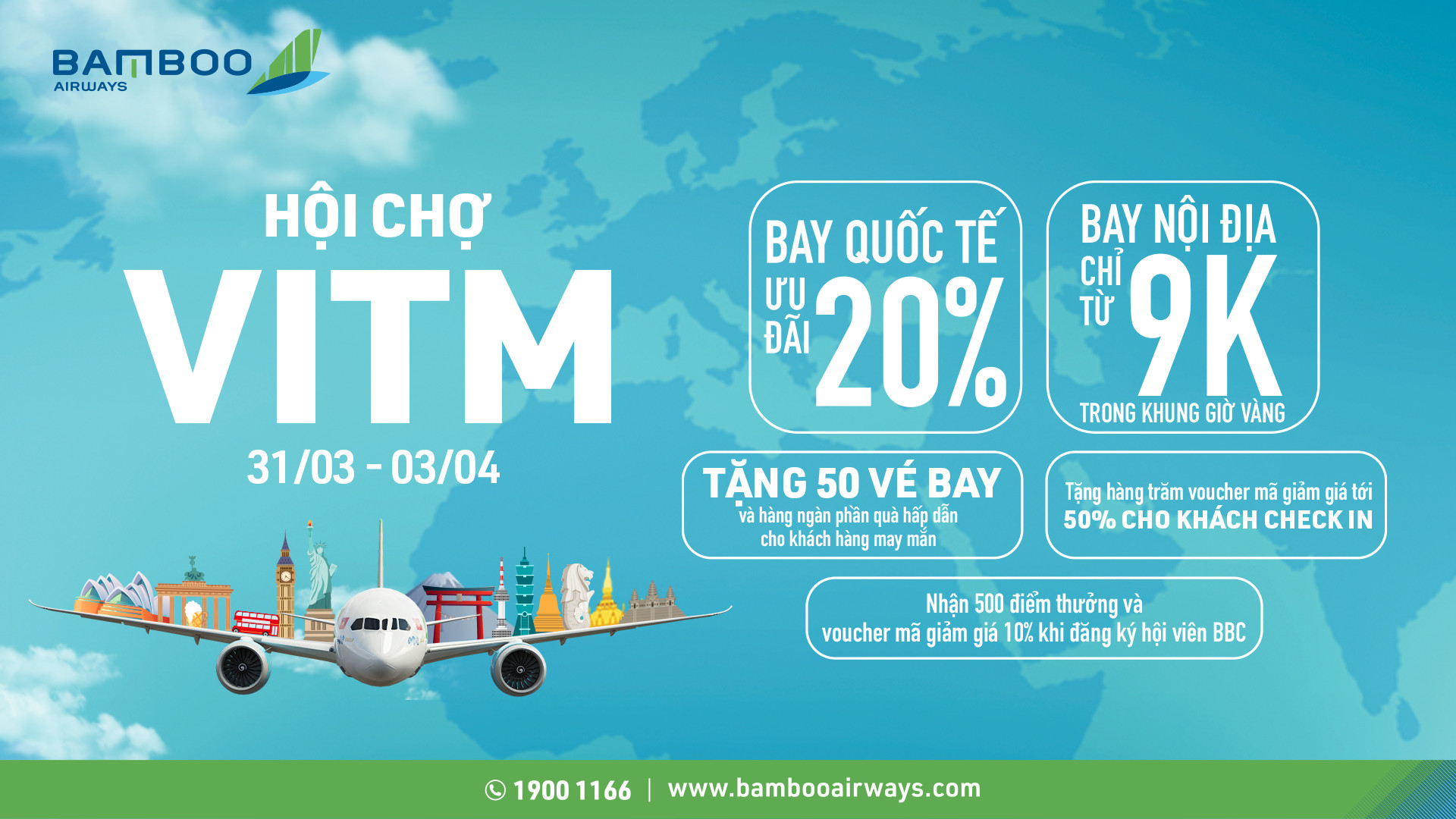 Bamboo Airways đem đến hàng ngàn ưu đãi bay hấp dẫn trong gian hàng tại VITM 2022.