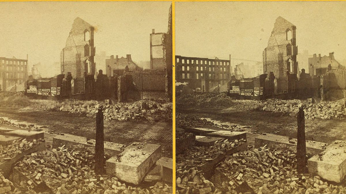 Khung cảnh hoang tàn ở Boston sau trận đại hỏa hoạn năm 1872. Ảnh: Voi.