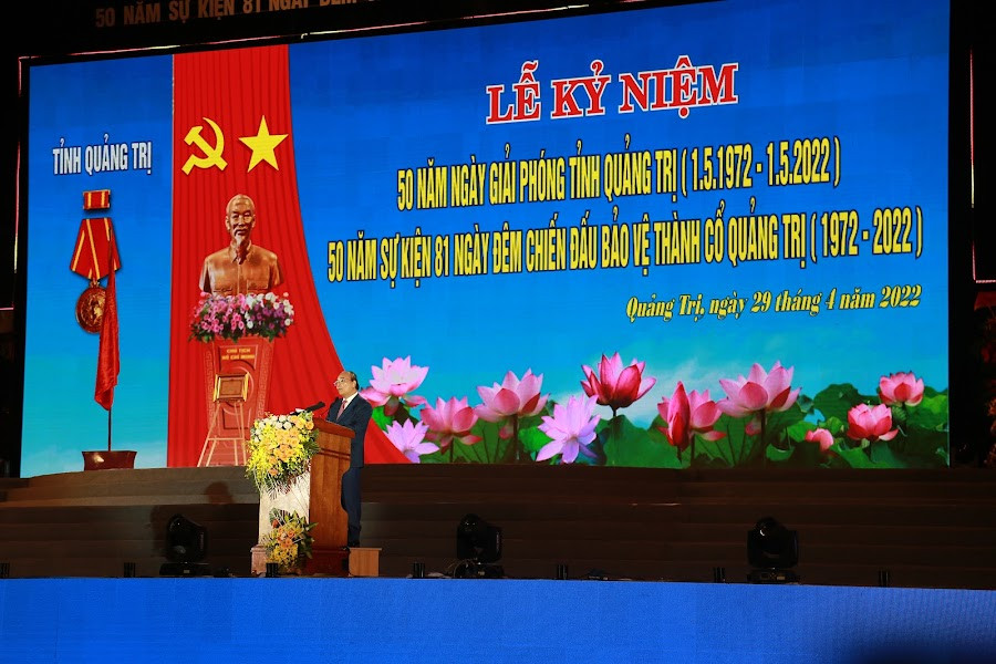 Chủ tịch nước phát biểu tại Kỷ niệm 50 năm ngày giải phóng tỉnh Quảng Trị và 50 năm sự kiện 81 ngày đêm Thành cổ Quảng Trị.