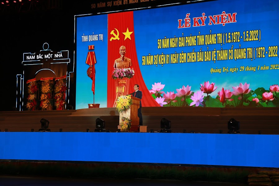 Đồng chí Lê Quang Tùng, Ủy viên Trung ương Đảng, Bí thư Tỉnh ủy Quảng Trị phát biểu tại buổi lễ.