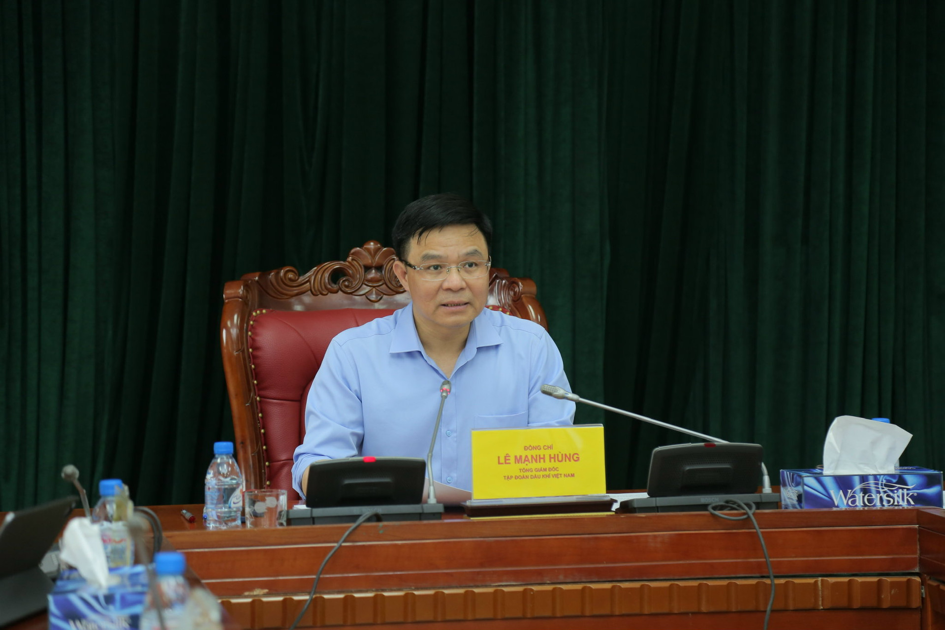 Tổng Giám đốc Petrovietnam Lê Mạnh Hùng chủ trì buổi giao ban tháng 5, ngày 07/05/2022.