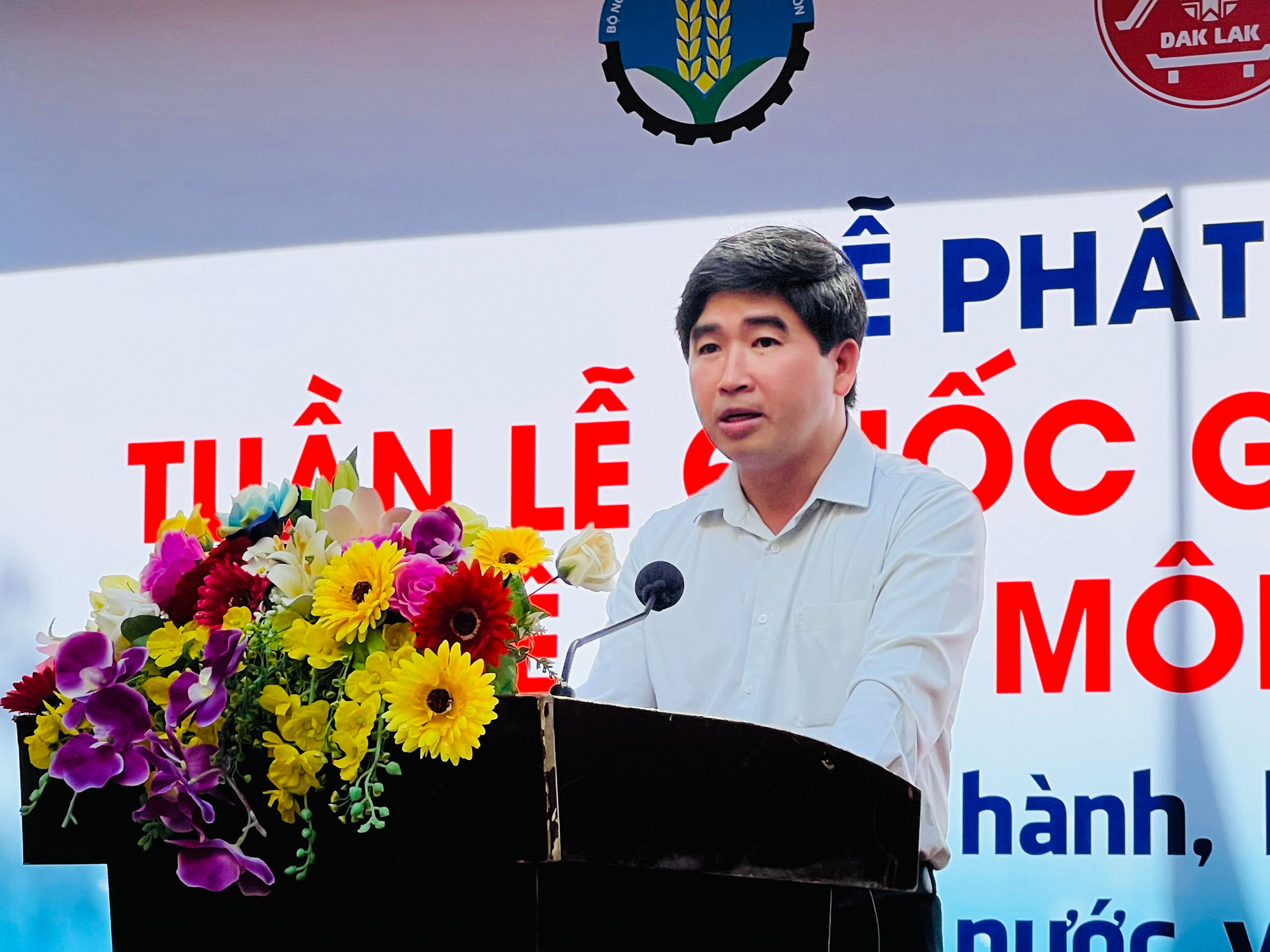 Ông Lương Văn Anh, Phó Tổng cục trưởng Tổng cục Thủy lợi, Bộ Nông nghiệp và Phát triển  nông thôn phát biểu tại lễ phát động.