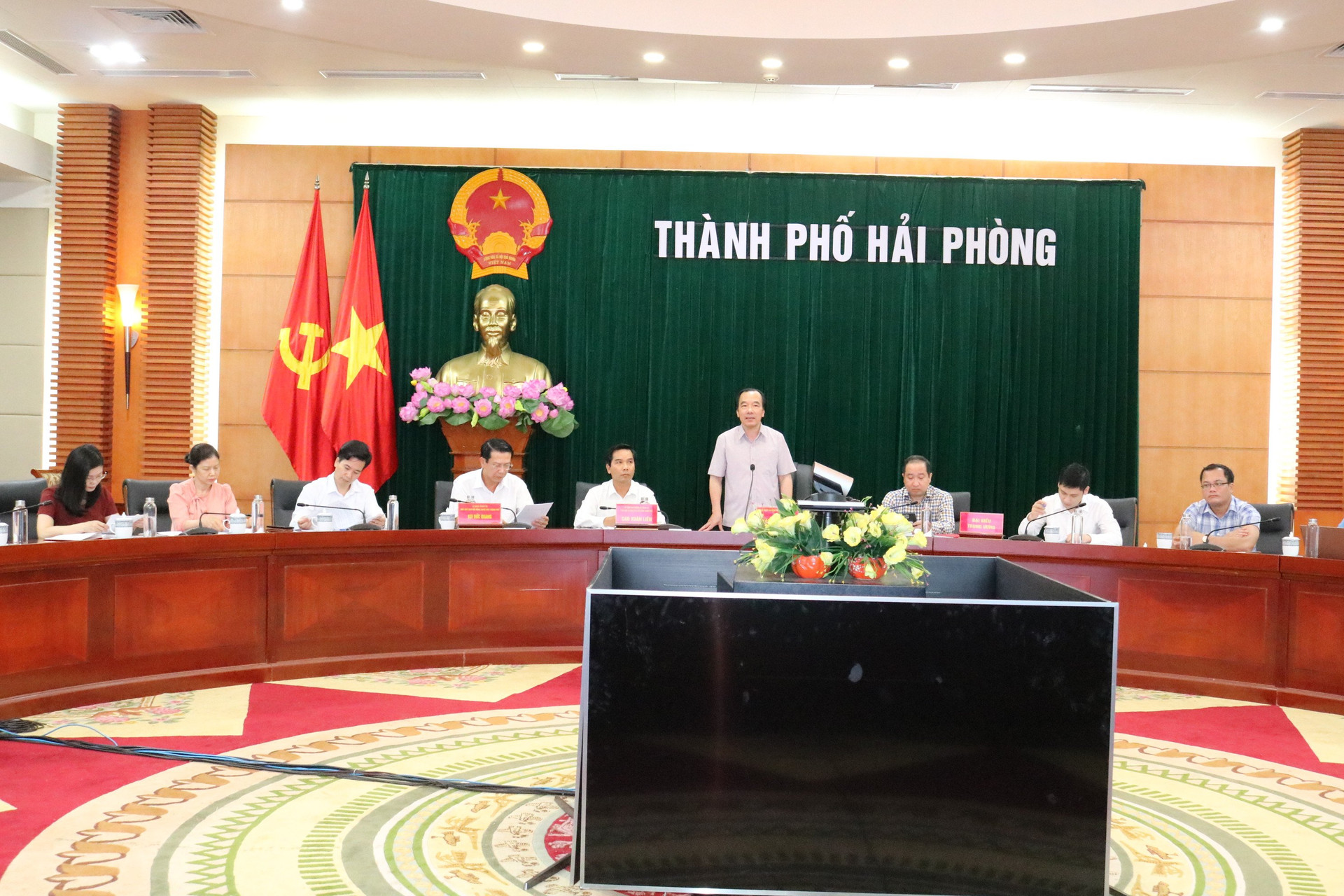 Phó Chủ tịch UBTƯMTTQ Việt Nam Ngô Sách Thực phát biểu tại buổi kiểm tra. 