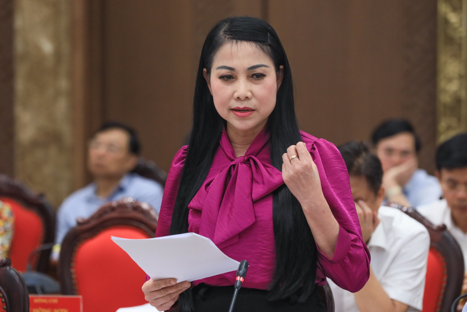 Bà Hoàng Thị Thúy Lan, Ủy viên Trung ương Đảng, Bí thư Tỉnh ủy tỉnh Vĩnh Phúc phát biểu.