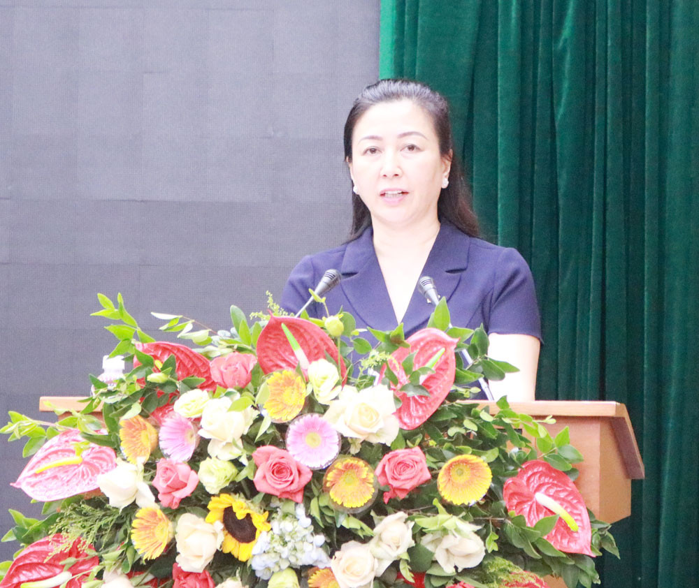 Bà Lê Thị Thu Hồng phát biểu tại hội nghị.