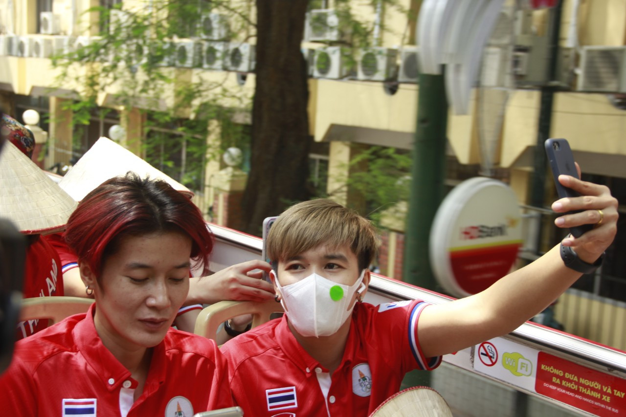 Các vận động viên đội tuyển cầu mây Thái Lan thăm Hà Nội dịp Seagames 31-Ảnh: Phạm Sỹ.