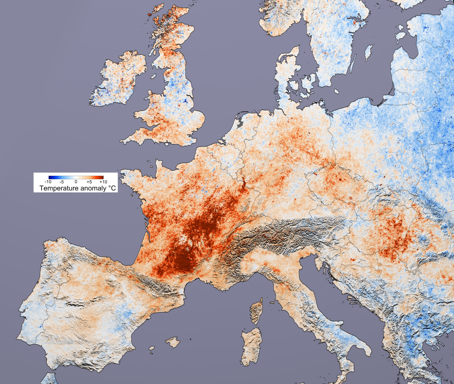 Bản đồ nhiệt độ tại châu Âu năm 2003. Ảnh: Wiki.