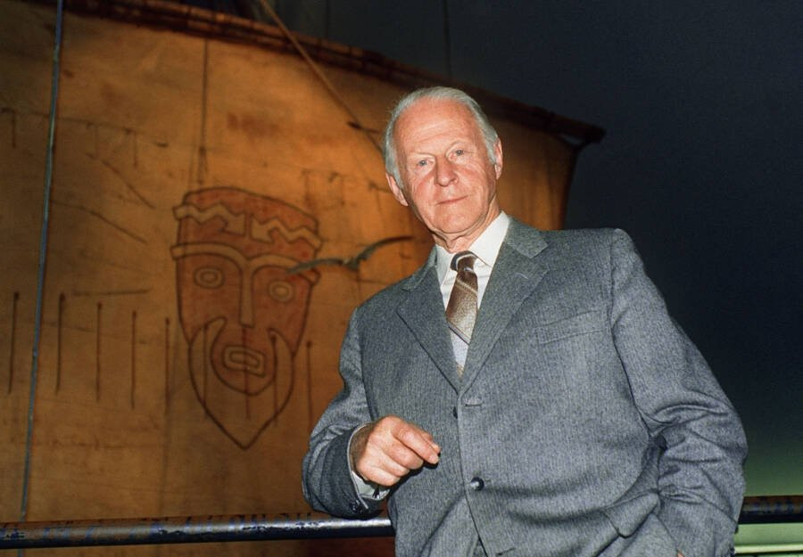 Thor Heyerdahl năm 1990 tại Oslo, Na Uy. Ảnh: Rex.