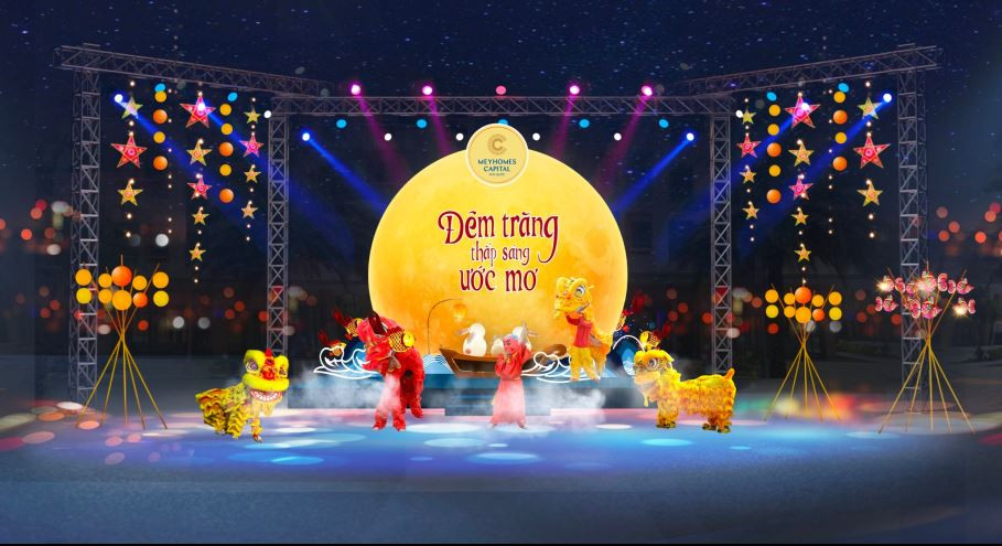 Ngày hội trung thu của Meyhomes Capital Phú Quốc sẽ được tổ chức ngày 9/9 tại Đại lộ An Thới. Ảnh phối cảnh sân khấu chính.