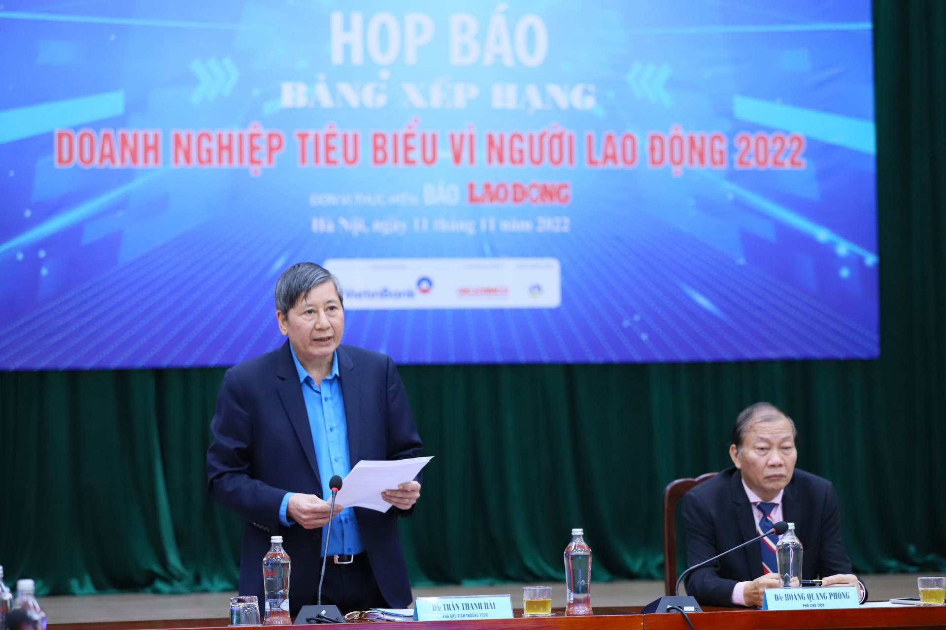 Ông Trần Thanh Hải, Phó Chủ tịch Thường trực Tổng LĐLĐ Việt Nam phát biểu tại cuộc họp báo.