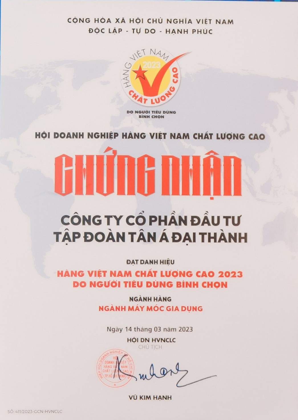 Tân Á Đại Thành: Gần 20 năm liên tiếp được tôn vinh \'Hàng Việt Nam ...
