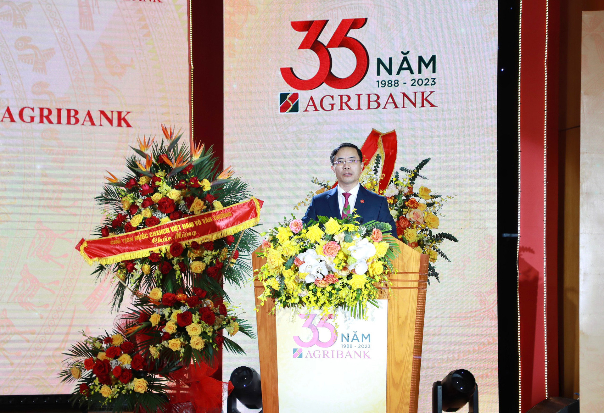 Ông Phạm Đức Ấn - Bí thư Đảng ủy, Chủ tịch HĐTV Agribank phát biểu tại buổi lễ.