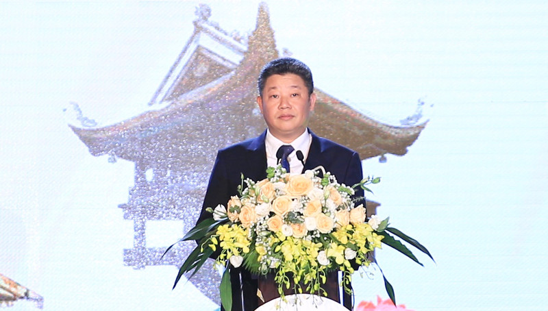 Phó Chủ tịch UBND thành phố Nguyễn Mạnh Quyền phát biểu tại buổi lễ.