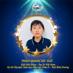 Nguyễn Ngọc Tường – 6G0: Giải Bạc. Top 7 Việt Nam.