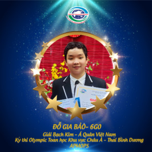 Đỗ Gia Bảo – 6G0: Giải Bạch Kim, á quân Việt Nam.