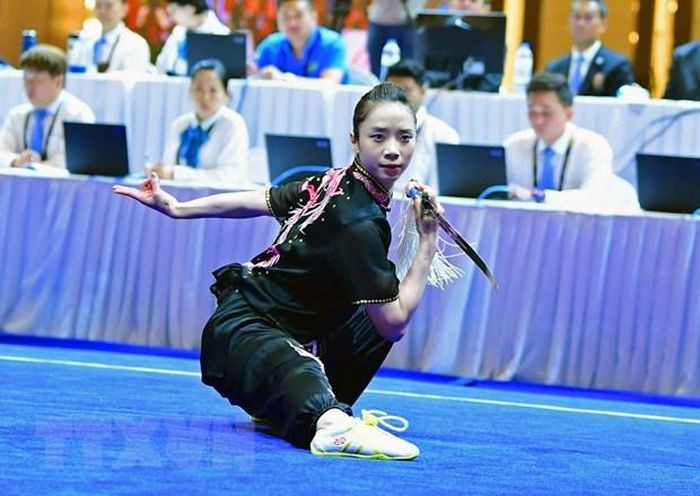 Dương Thúy Vi giành huy chương Vàng SEA Games 32. (Ảnh: Hoàng Linh/TTXVN)