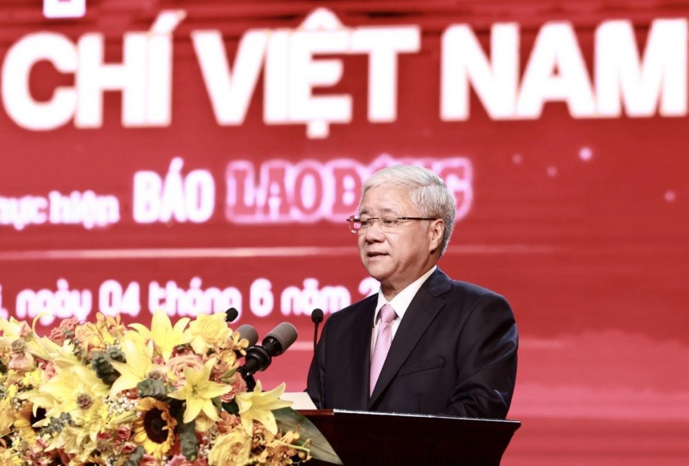 Ông Đỗ Văn Chiến, Bí thư Trung ương Đảng, Chủ tịch Ủy ban Trung ương MTTQ Việt Nam phát biểu tại chương trình.
